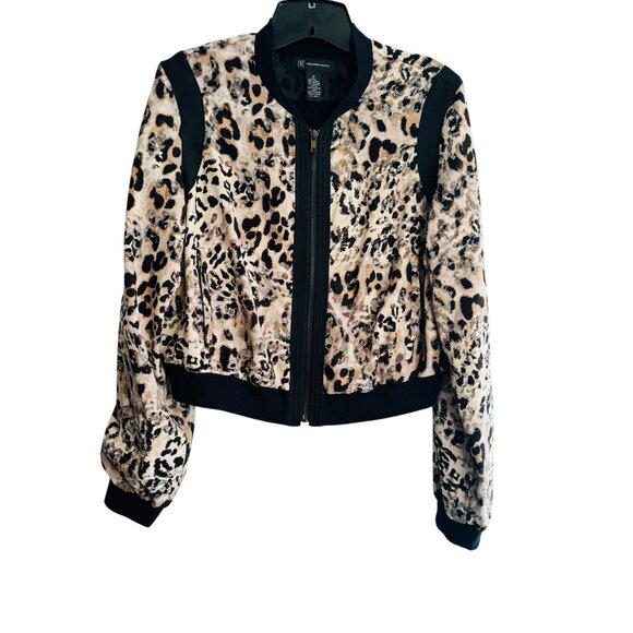 INC Size Medium Leopard Print Bomber Jacket Medium - Picture 1 of 8